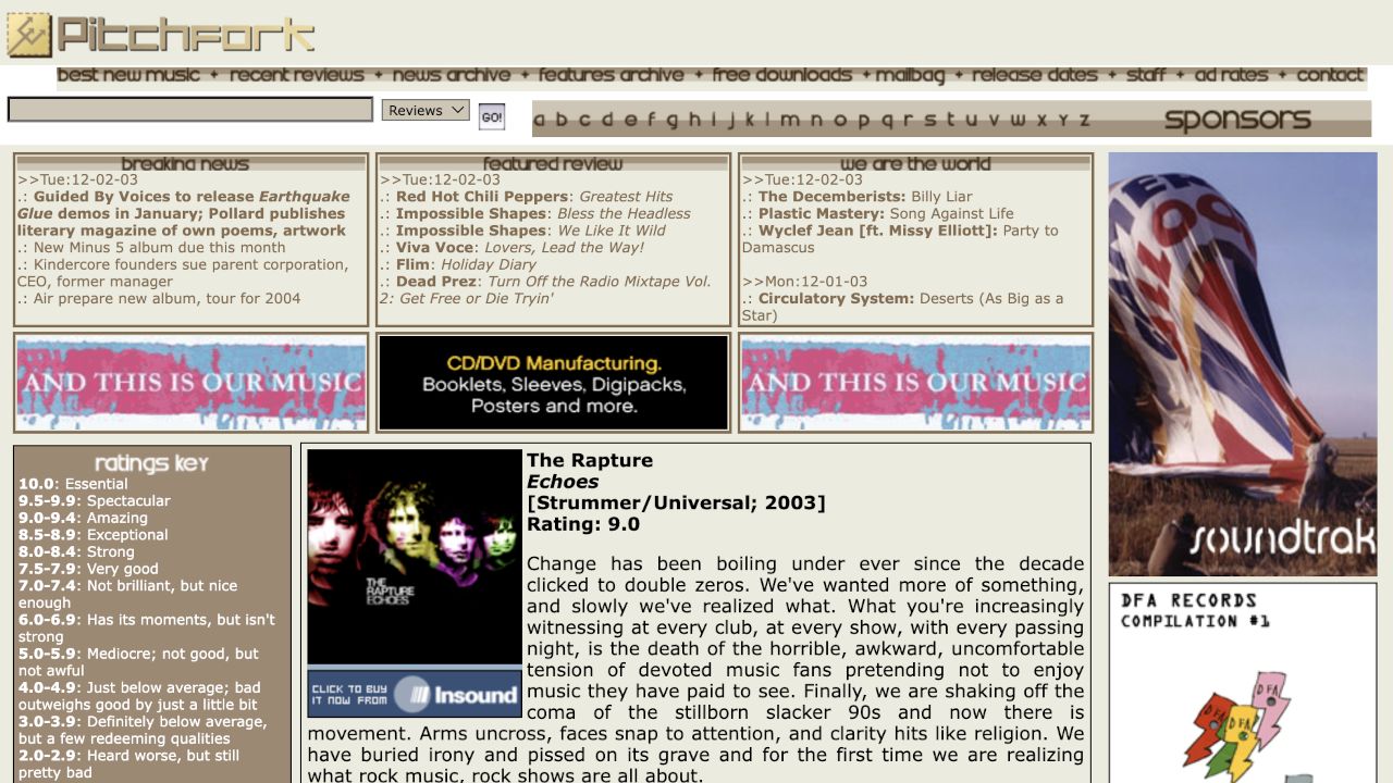 2003: MP3 Blogs and Pitchfork Shake Up Music Media