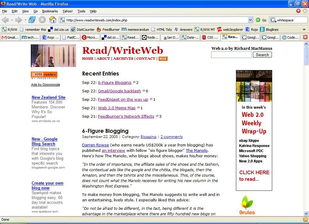 ReadWriteWeb in September 2005 ReadWriteWeb in September 2005