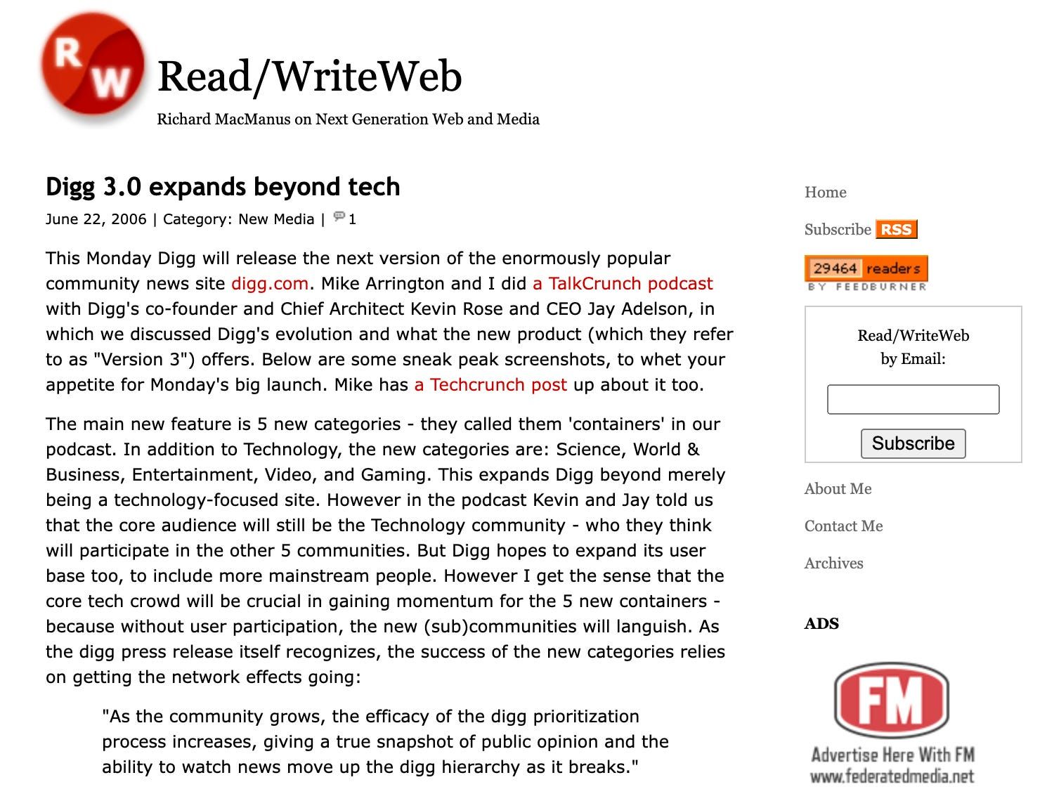 My writeup of “Digg 3.0”, June 2006 My writeup of “Digg 3.0”, June 2006